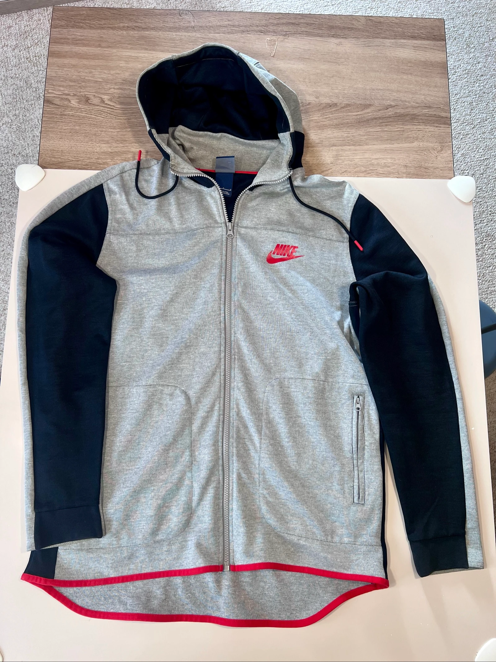 Veste à capuche zippée Nike Tech Fleece / Windrunner gris et noir - Taille L